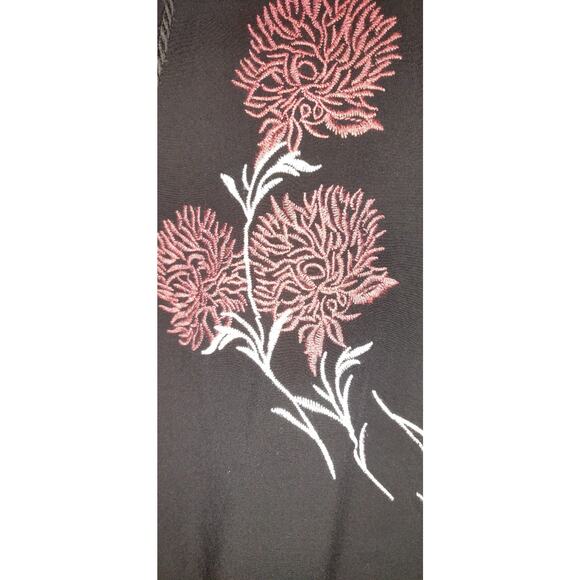 Daniel Rainn Top Blouse Womens LARGE BOHO Intricate Floral Embroidery Black - Picture 6 of 16